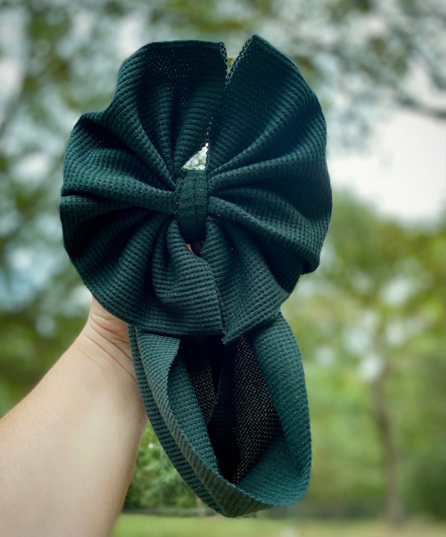 Green waffle sweater